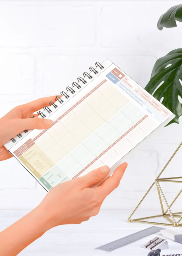 Page cyclogramme du cahier, grille de suivi quotidien du cycle